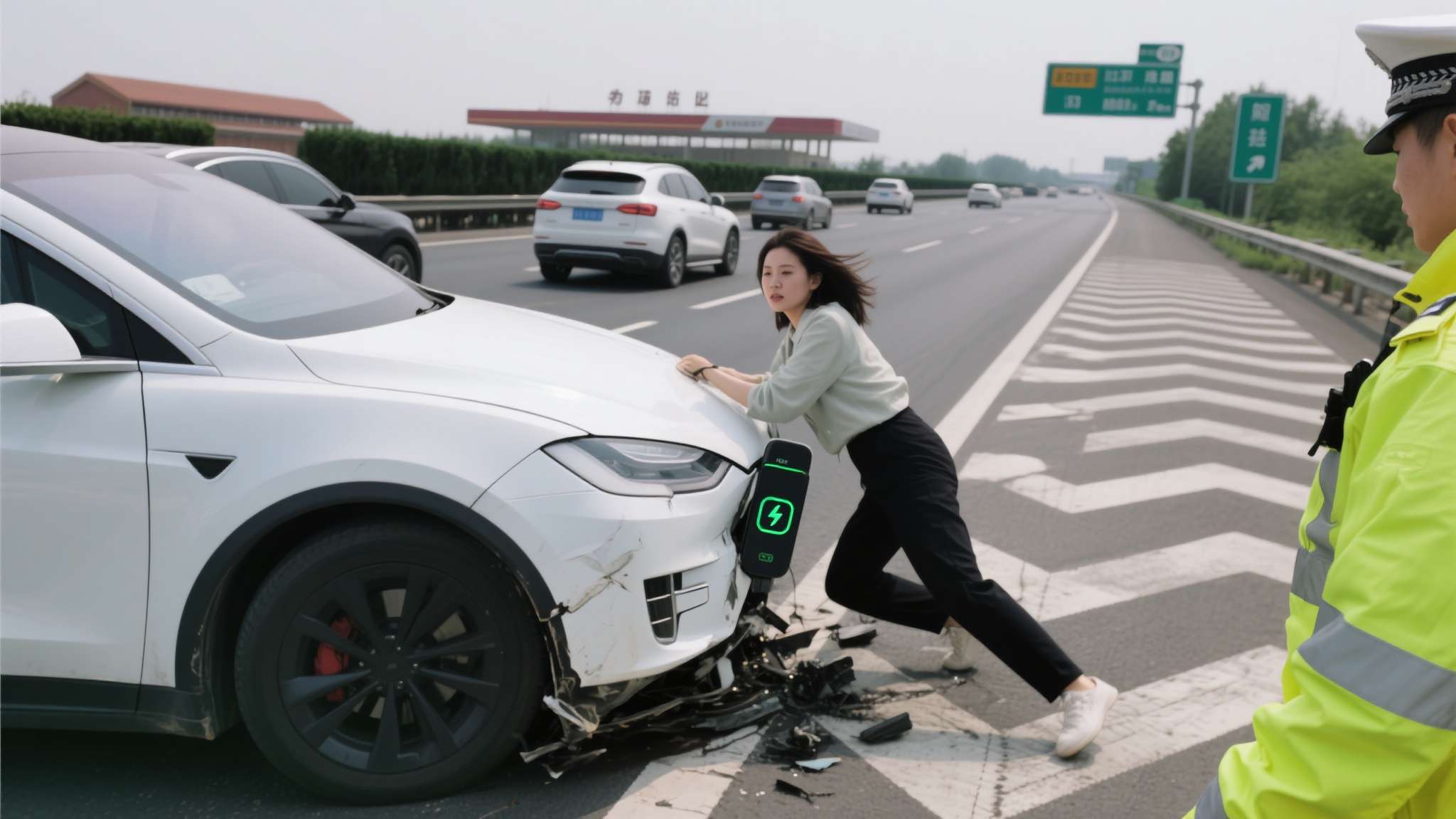 女子高速上被厂家远程锁车 据悉,该女司机在行驶途中发现剩余电量已不足以支撑到下一个出口,加之对高速服务区位